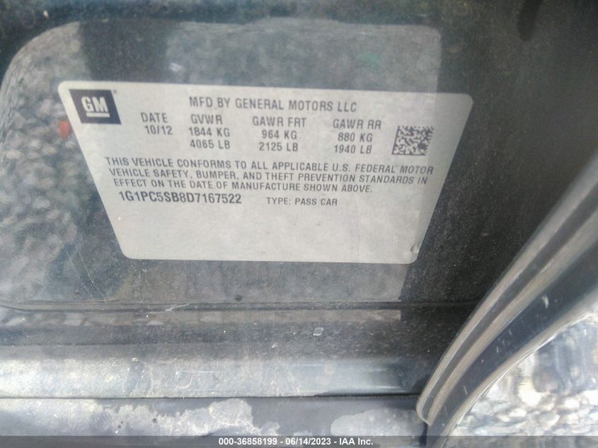 2013 CHEVROLET CRUZE 1LT - 1G1PC5SB8D7167522