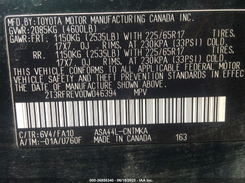 2013 TOYOTA RAV4 XLE - 2T3RFREV0DW046394