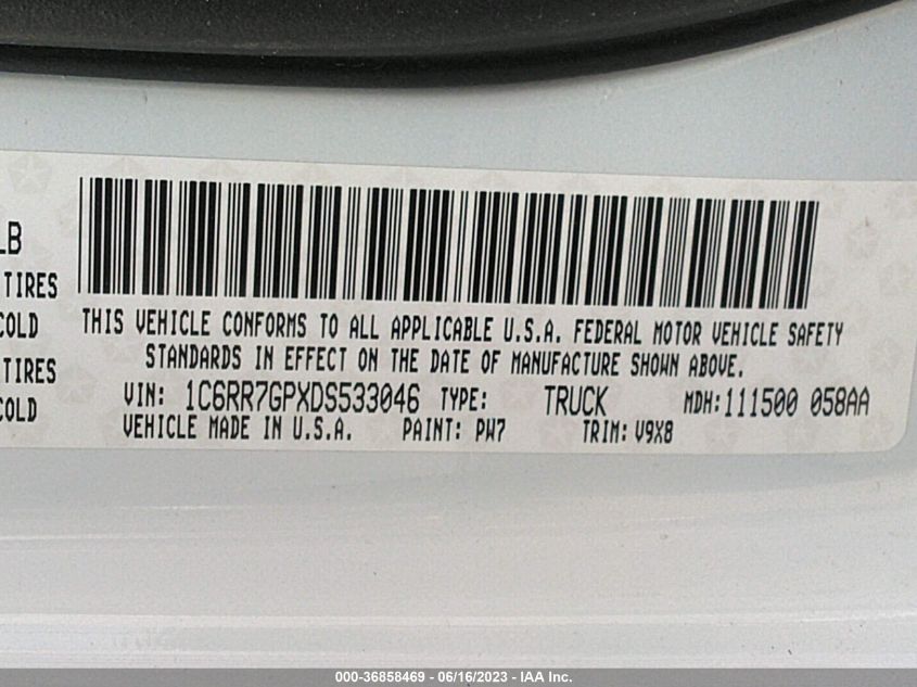 2013 RAM 1500 SLT - 1C6RR7GPXDS533046