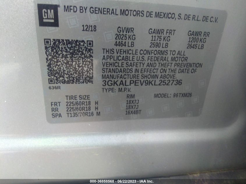 2019 GMC TERRAIN SLT - 3GKALPEV9KL252736