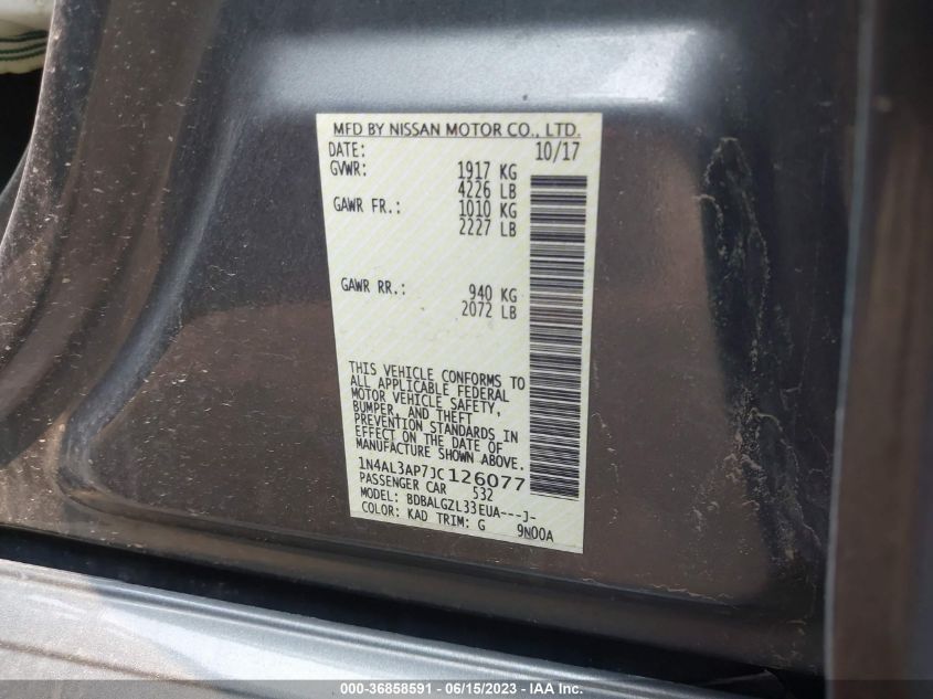 2018 NISSAN ALTIMA 2.5 S - 1N4AL3AP7JC126077