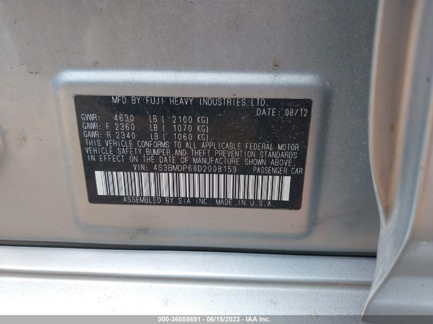 2013 SUBARU LEGACY 3.6R LIMITED - 4S3BMDP68D2008159