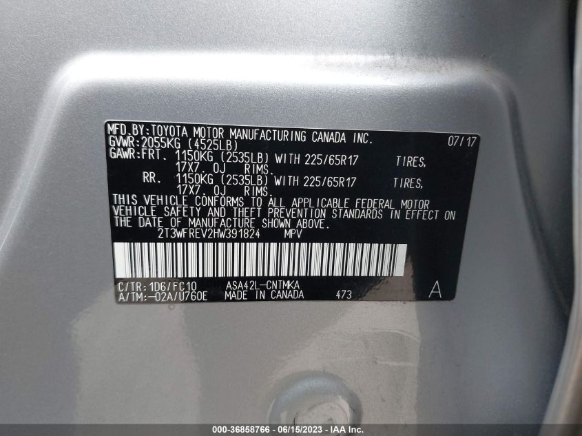 2017 TOYOTA RAV4 XLE - 2T3WFREV2HW391824