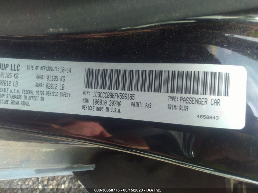2015 CHRYSLER 200 S - 1C3CCCBB6FN596185