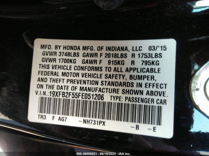 2015 HONDA CIVIC SEDAN LX - 19XFB2F55FE051206