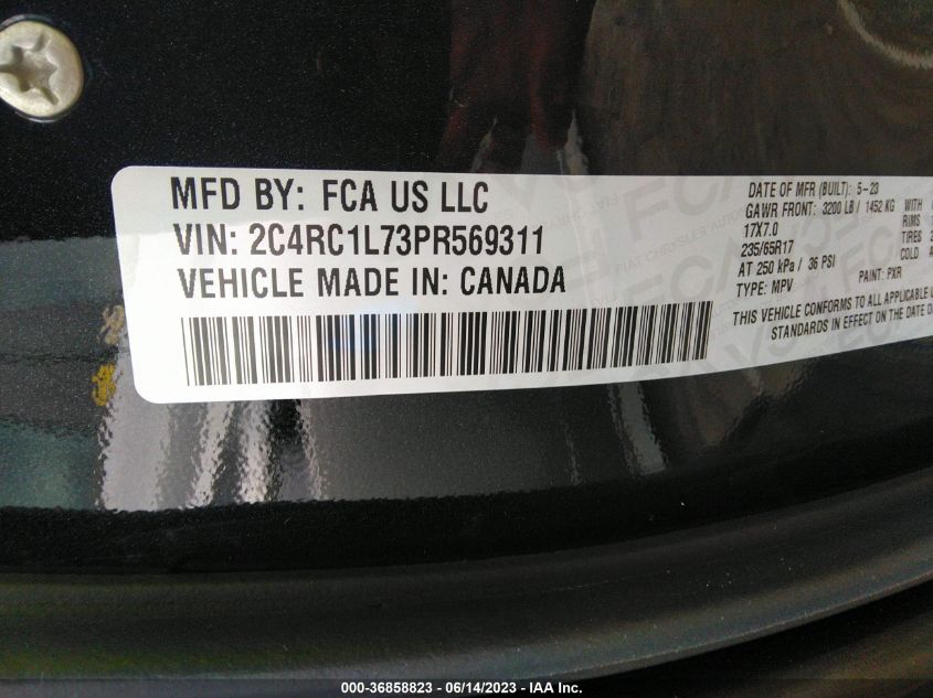 2023 CHRYSLER PACIFICA - 2C4RC1L73PR569311