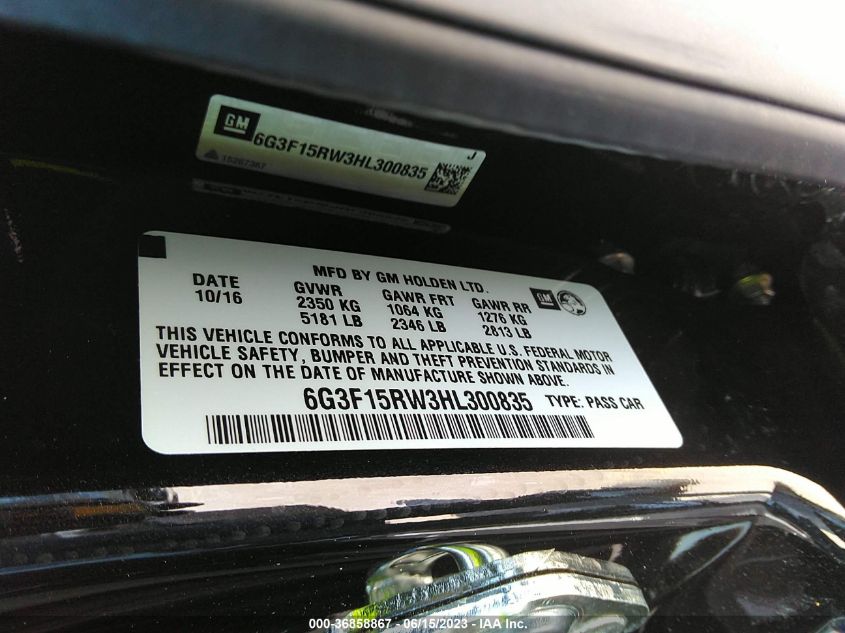 2017 CHEVROLET SS - 6G3F15RW3HL300835