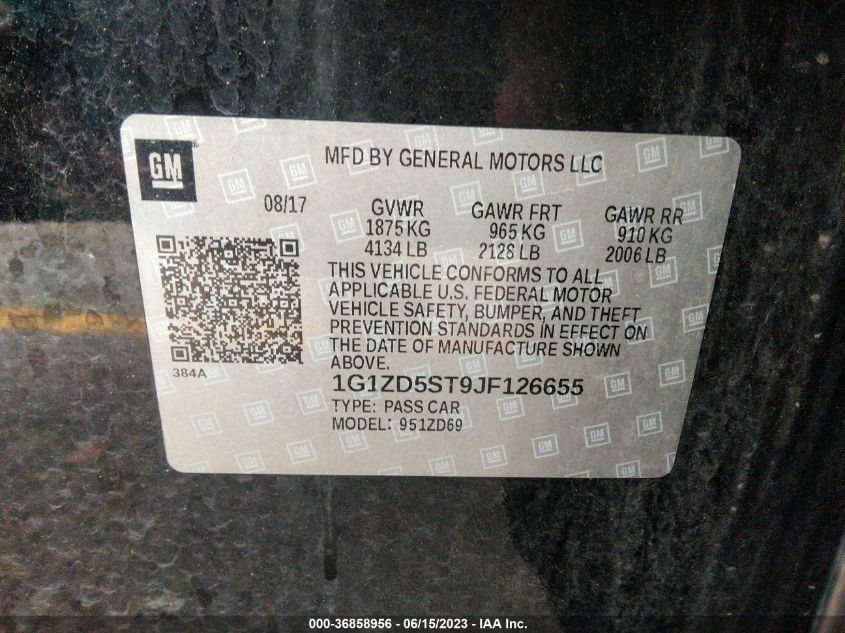2018 CHEVROLET MALIBU LT - 1G1ZD5ST9JF126655