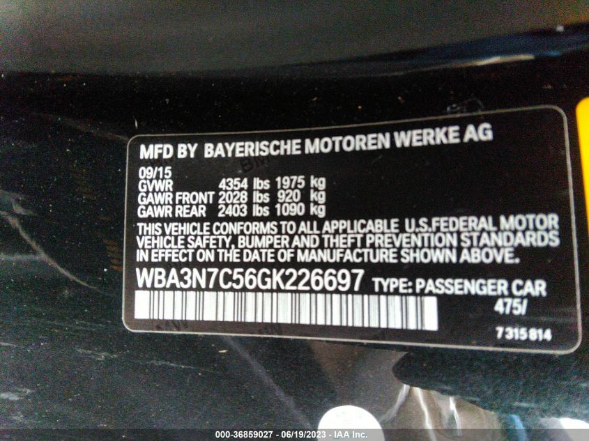 2016 BMW 4 SERIES 428I - WBA3N7C56GK226697