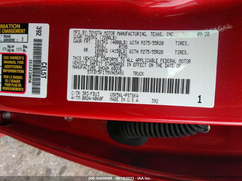 2021 TOYOTA TUNDRA 4WD TRD PRO - 5TFDY5F17MX965491