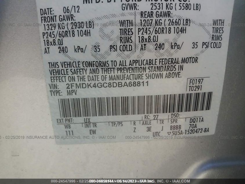 2013 FORD EDGE SE 2FMDK4GC8DBA68811