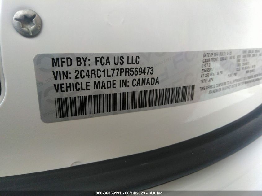 2023 CHRYSLER PACIFICA - 2C4RC1L77PR569473