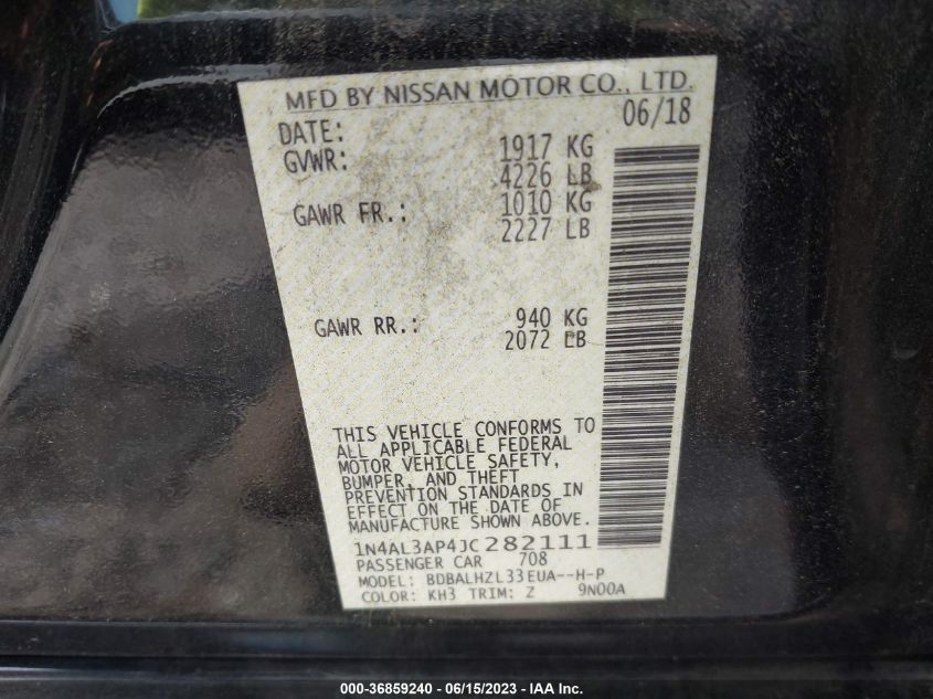 2018 NISSAN ALTIMA 2.5/S/SV/SL/SR - 1N4AL3AP4JC282111