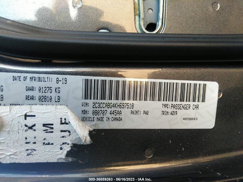 2019 CHRYSLER 300 300S - 2C3CCABG4KH697518