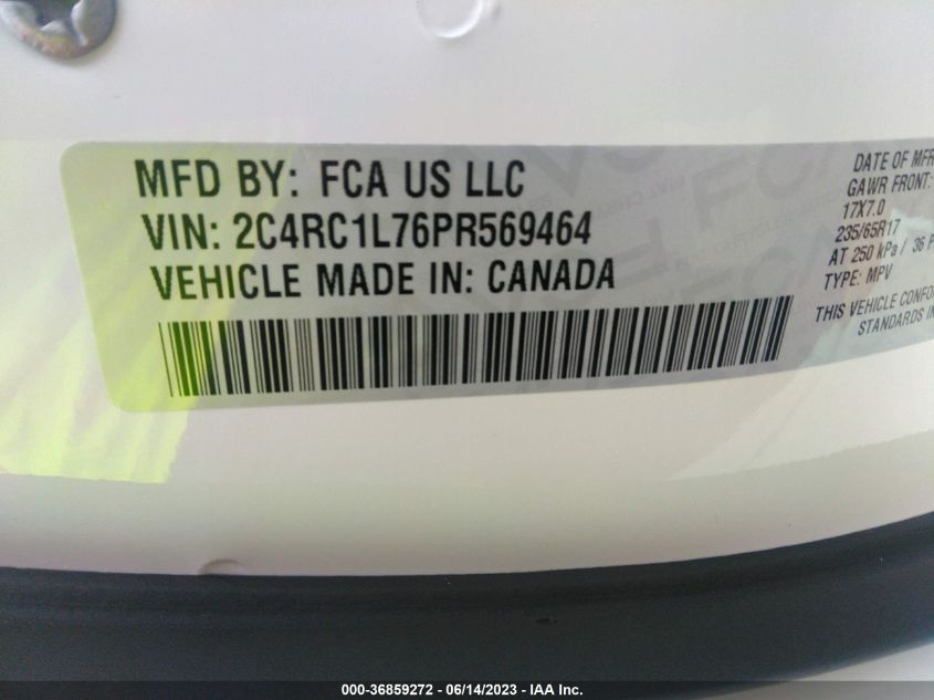 2023 CHRYSLER PACIFICA - 2C4RC1L76PR569464