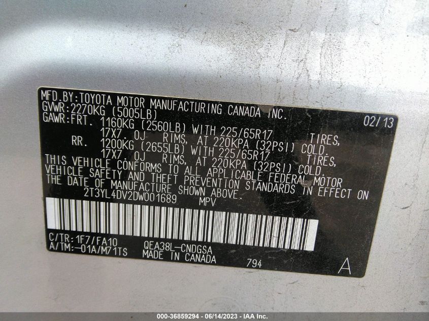 2013 TOYOTA RAV4 EV - 2T3YL4DV2DW001689