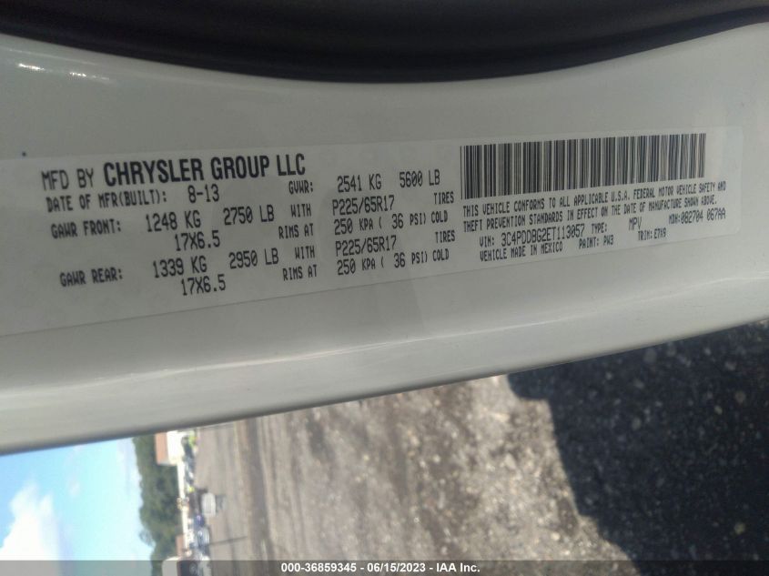 2014 DODGE JOURNEY SXT - 3C4PDDBG2ET113057
