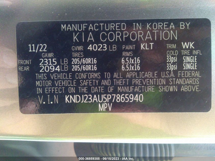 2023 KIA SOUL S - KNDJ23AU5P7865940