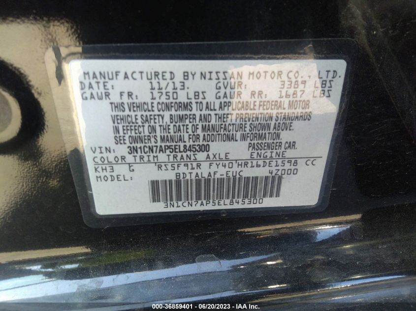 2014 NISSAN VERSA S - 3N1CN7AP5EL845300