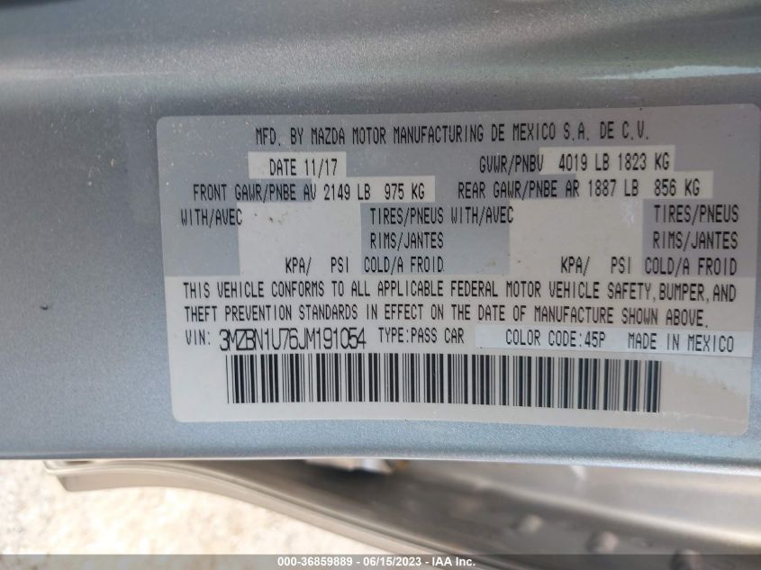 2018 MAZDA MAZDA3 4-DOOR SPORT - 3MZBN1U76JM191054