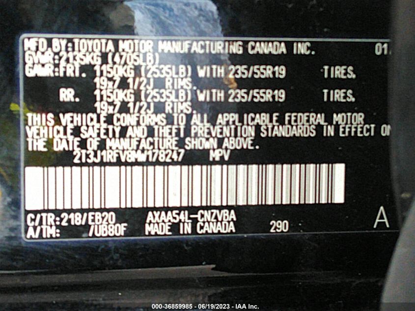 2021 TOYOTA RAV4 ADVENTURE/TRD OFF ROAD - 2T3J1RFV8MW178247