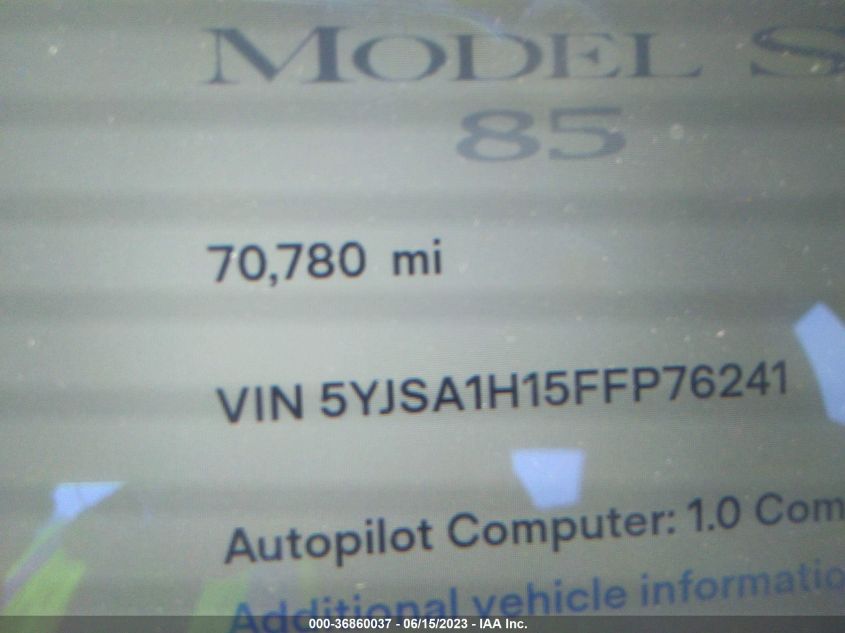 2015 TESLA MODEL S KWH BATTERY - 5YJSA1H15FFP76241