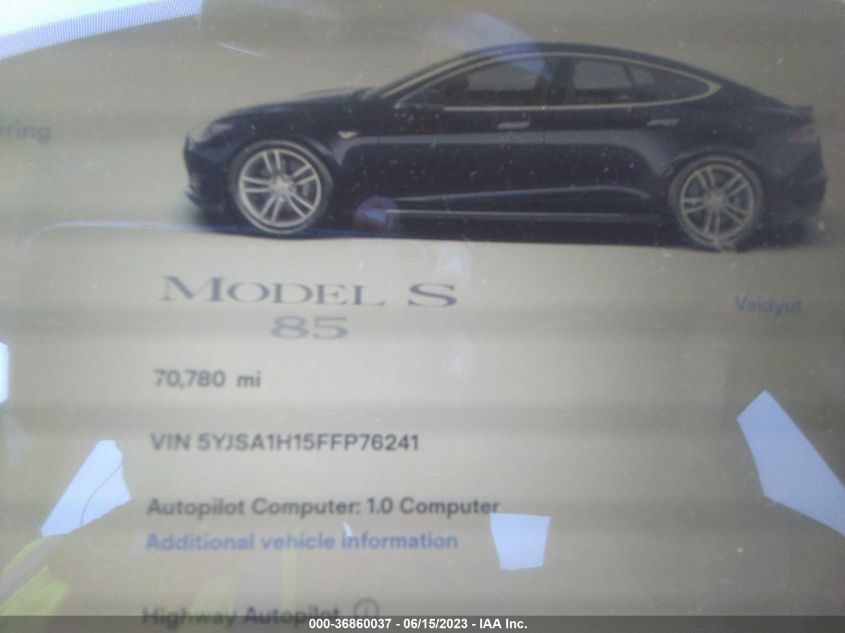 2015 TESLA MODEL S KWH BATTERY - 5YJSA1H15FFP76241