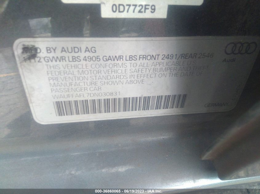 2013 AUDI A4 PREMIUM PLUS - WAUFFAFL7DN030831