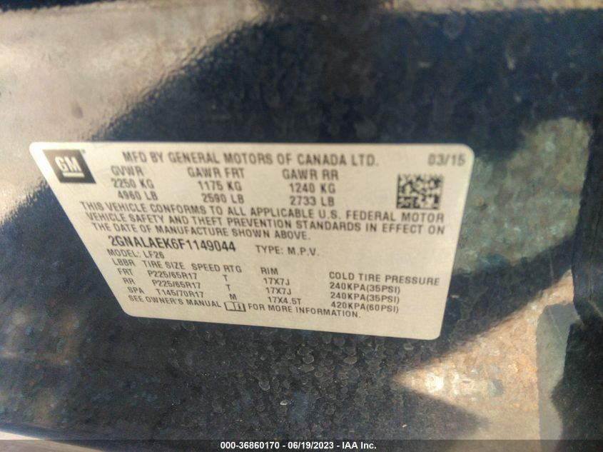 2015 CHEVROLET EQUINOX LS - 2GNALAEK6F1149044