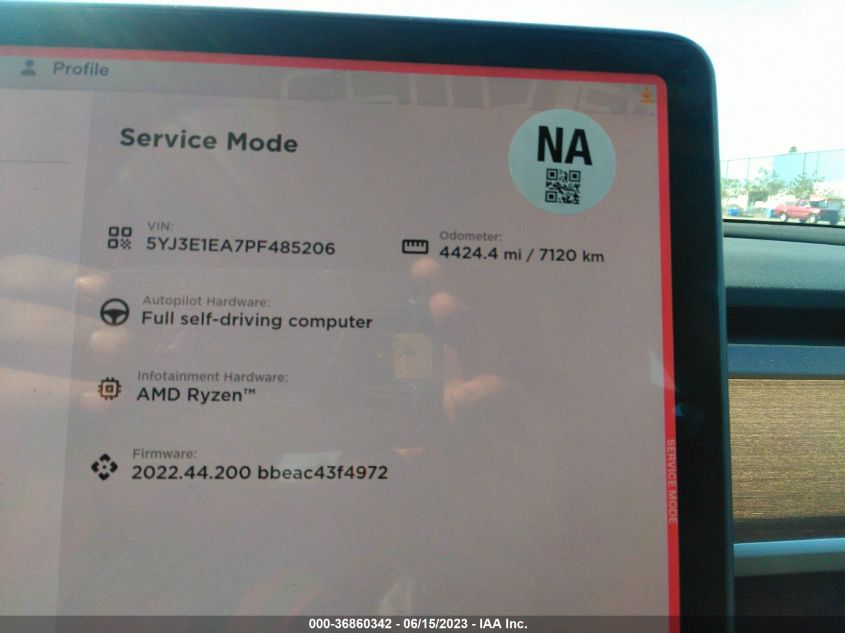 2023 TESLA MODEL 3 - 5YJ3E1EA7PF485206
