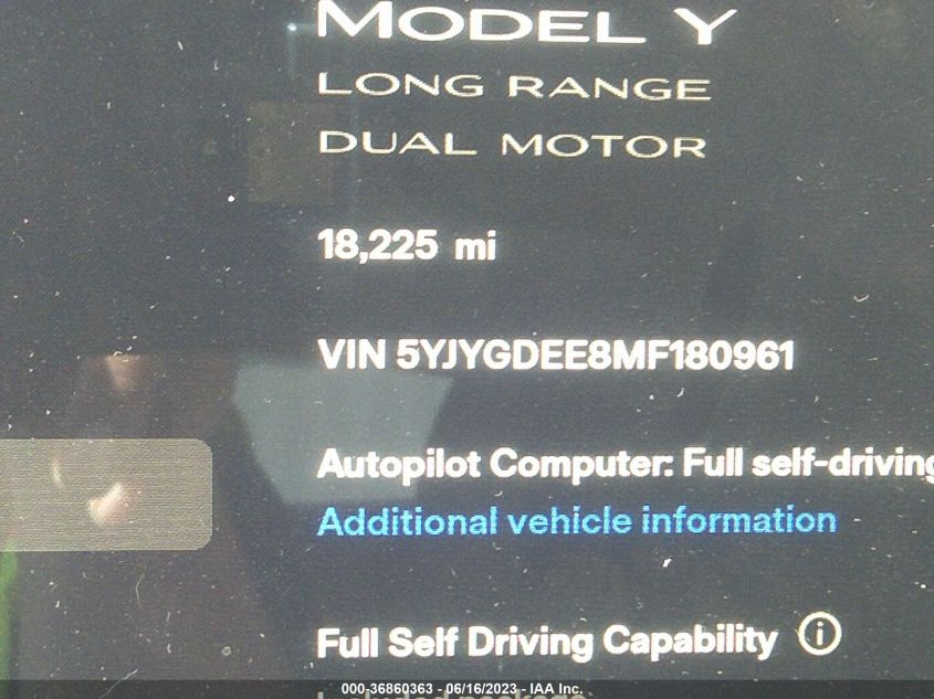 5YJYGDEE8MF180961 Tesla Model Y LONG RANGE 9