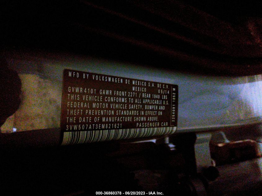 2014 VOLKSWAGEN BEETLE CONVERTIBLE 1.8T W/TECH 3VW507AT3EM821621