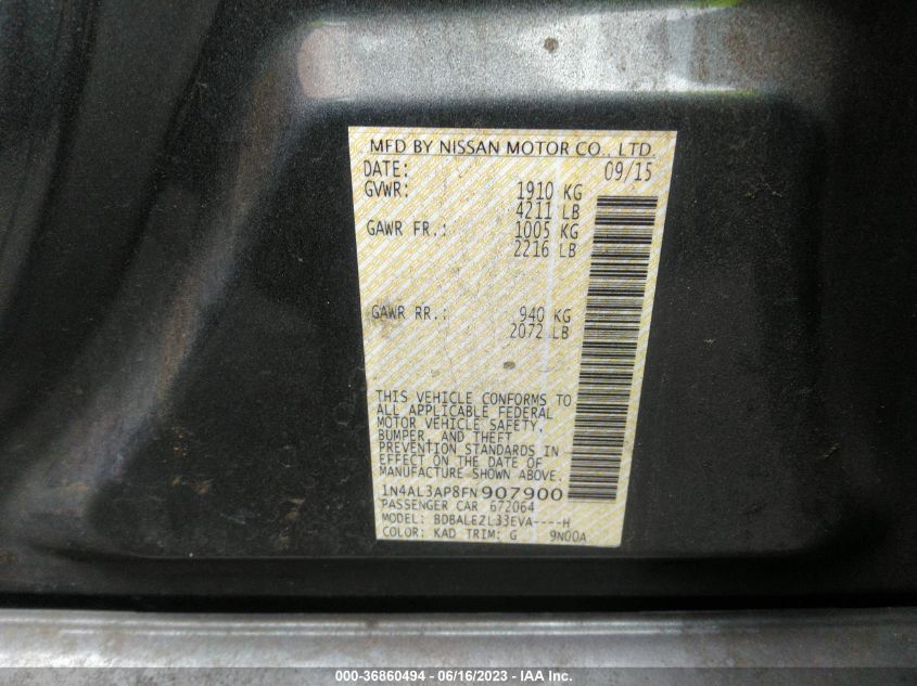 2015 NISSAN ALTIMA 2.5 S - 1N4AL3AP8FN907900