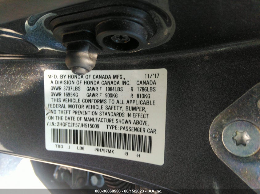 VIN 2HGFC2F57JH515009 2018 HONDA CIVIC SEDAN LX