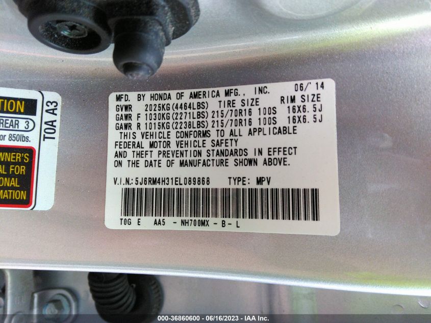 2014 HONDA CR-V LX - 5J6RM4H31EL089868