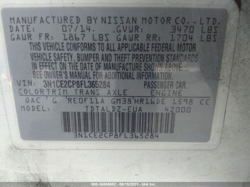 2015 NISSAN VERSA NOTE SV - 3N1CE2CP8FL365284