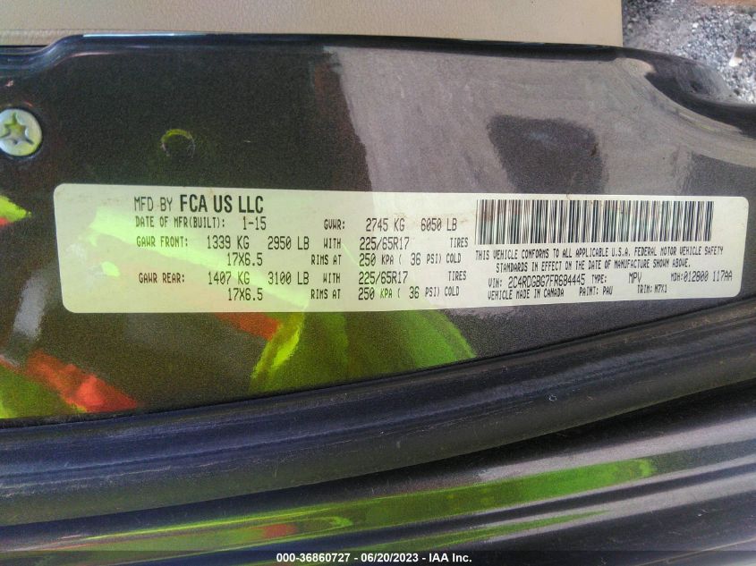 2015 DODGE GRAND CARAVAN SE PLUS - 2C4RDGBG7FR684445