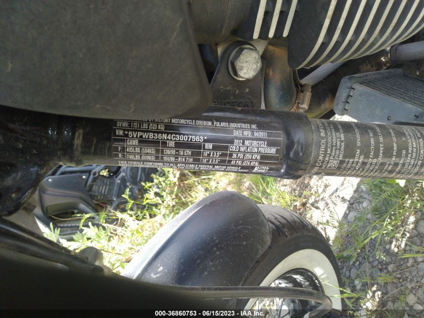 2012 VICTORY MOTORCYCLES HIGH-BALL 5VPWB36N4C3007563