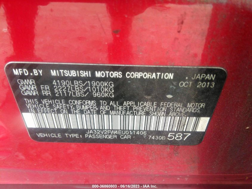2014 MITSUBISHI LANCER SE - JA32V2FW4EU011406