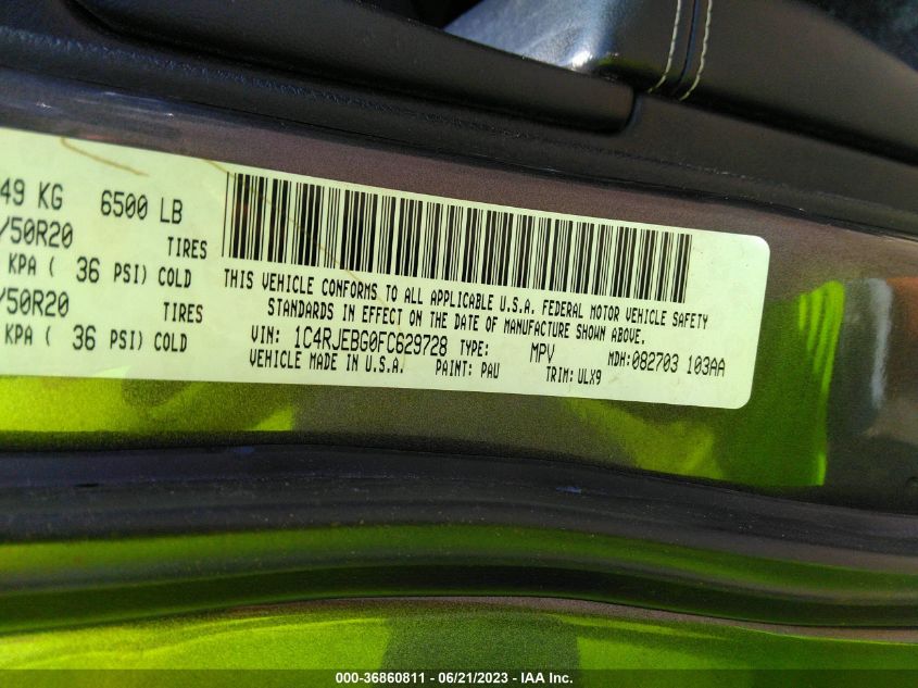 2015 JEEP GRAND CHEROKEE LIMITED - 1C4RJEBG0FC629728