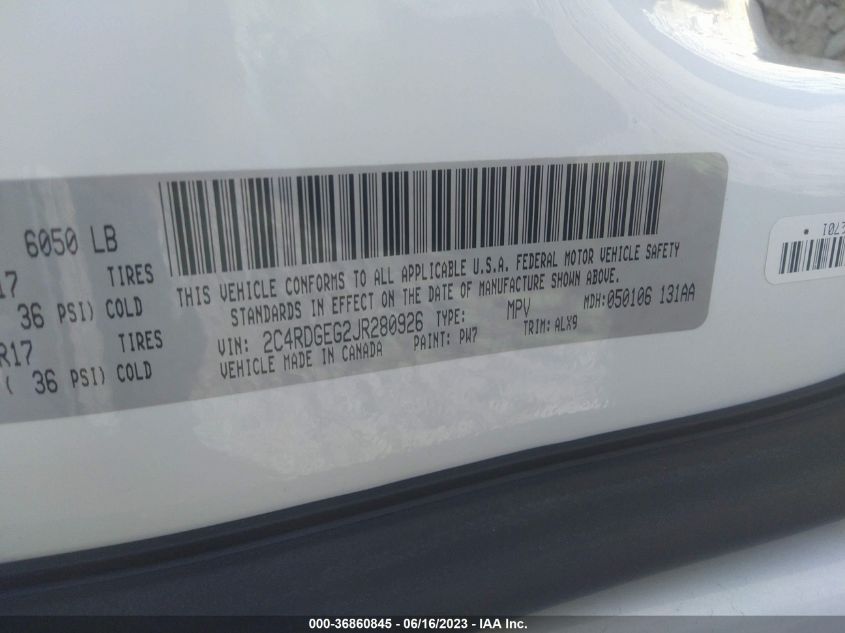 2018 DODGE GRAND CARAVAN GT - 2C4RDGEG2JR280926