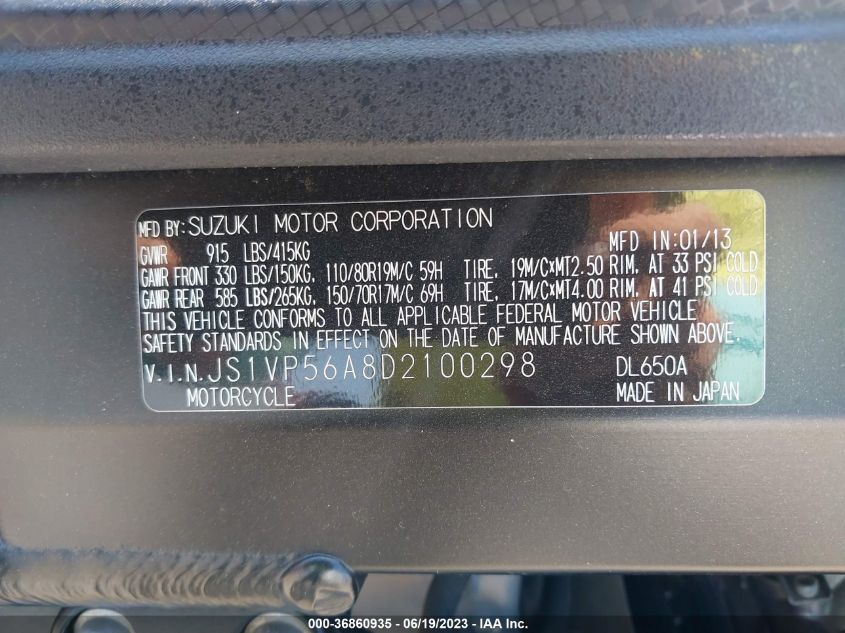 2013 SUZUKI DL650 A - JS1VP56A8D2100298