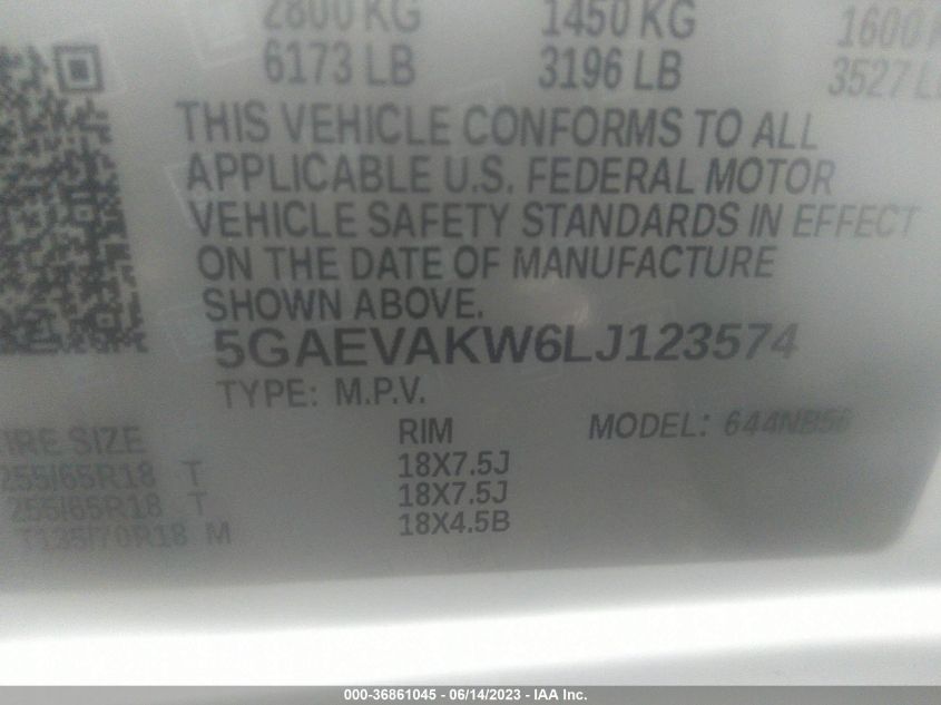 2020 BUICK ENCLAVE ESSENCE - 5GAEVAKW6LJ123574