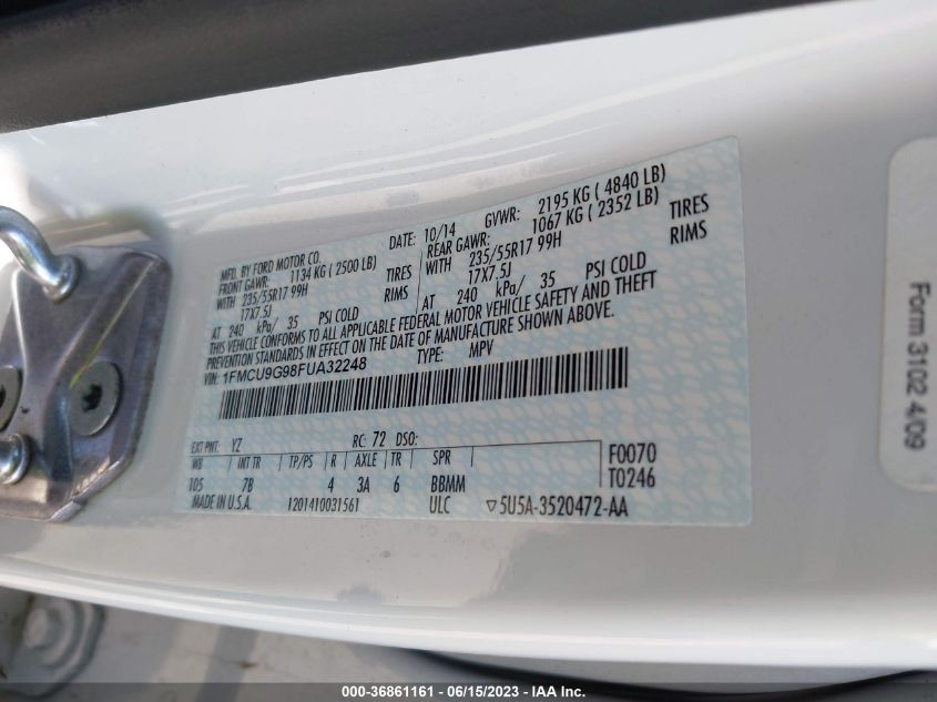 2015 FORD ESCAPE SE - 1FMCU9G98FUA32248