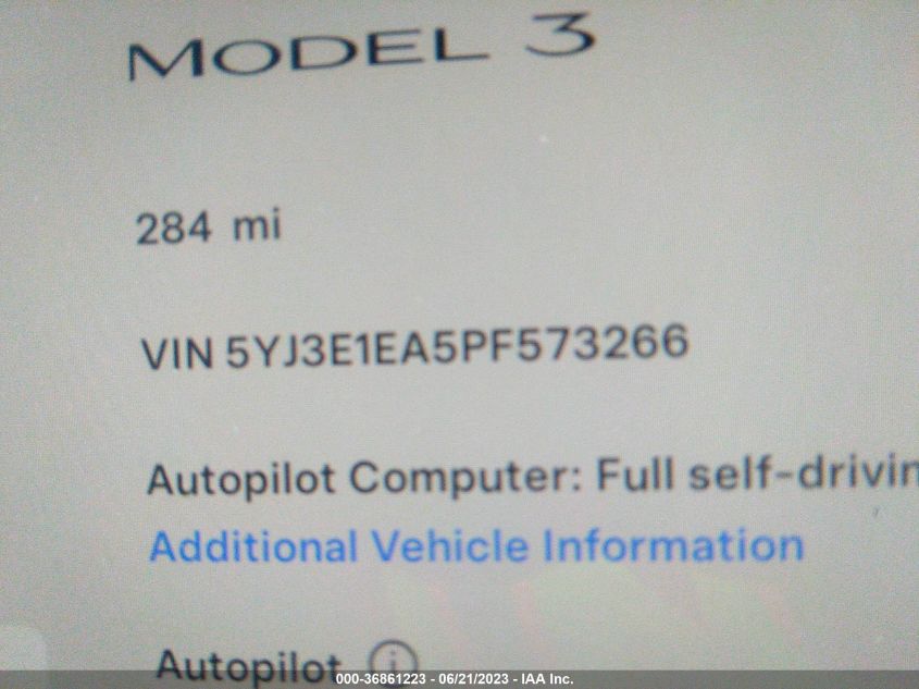 2023 TESLA MODEL 3 - 5YJ3E1EA5PF573266