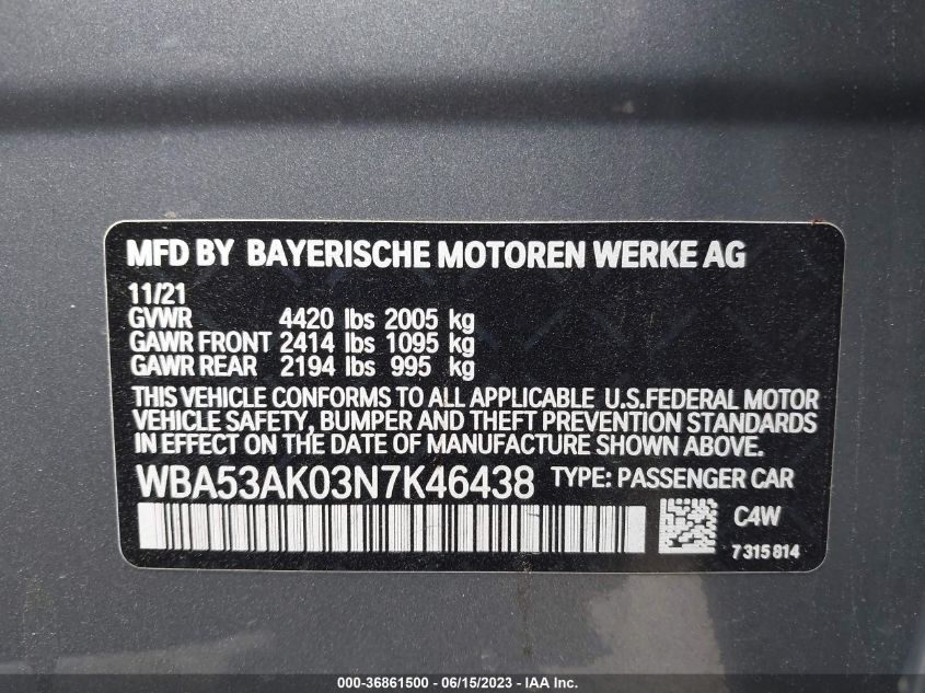 2022 BMW 2 SERIES 228I - WBA53AK03N7K46438