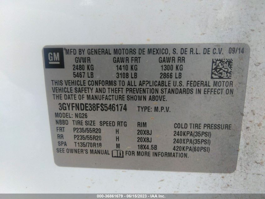 2015 CADILLAC SRX PREMIUM COLLECTION - 3GYFNDE38FS546174