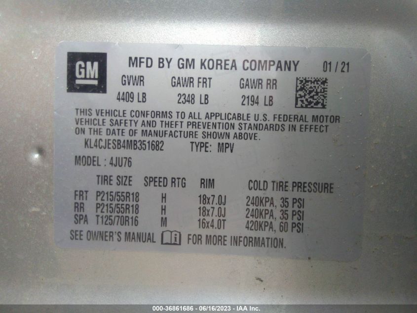 2021 BUICK ENCORE PREFERRED - KL4CJESB4MB351682