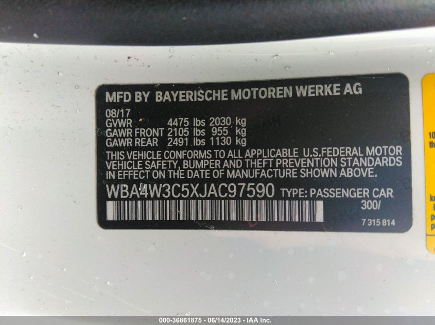 2018 BMW 4 SERIES 430I - WBA4W3C5XJAC97590