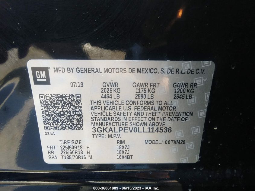 2020 GMC TERRAIN SLT - 3GKALPEV0LL114536